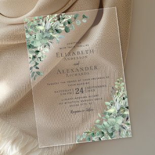 Eucalyptus Greenery Watercolor Boho Wedding Acryleinladungen