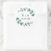 Eucalyptus Greenery Wedding Bonbonniere Runder Aufkleber (Tasche)