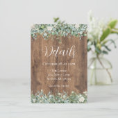 Eucalyptus Greenery Wedding Details Card | Rustic Begleitkarte (Stehend Vorderseite)