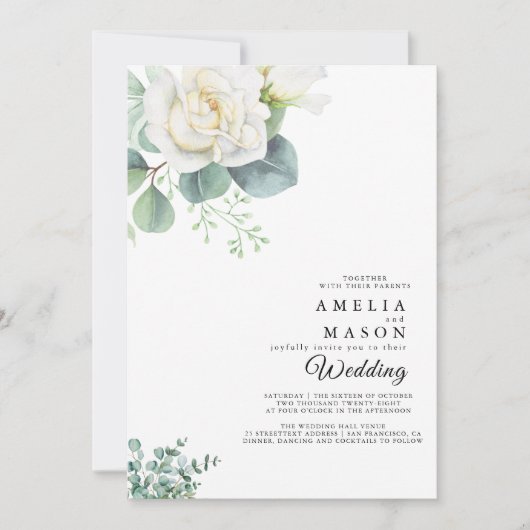 eucalyptus greenery wedding Invitation Einladung (Vorderseite)