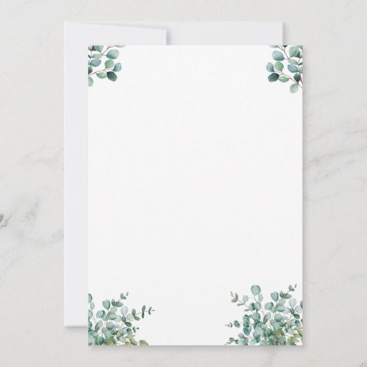 eucalyptus greenery wedding Invitation Einladung (Rückseite)