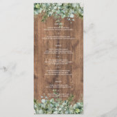 Eucalyptus Greenery Wedding Menu Card | Rustic Menükarte (Rückseite)