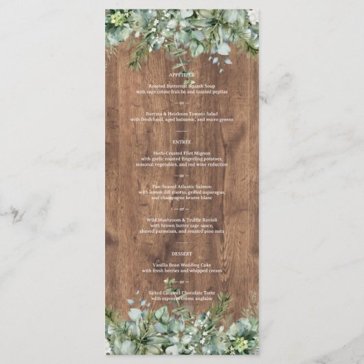 Eucalyptus Greenery Wedding Menu Card | Rustic Menükarte (Rückseite)