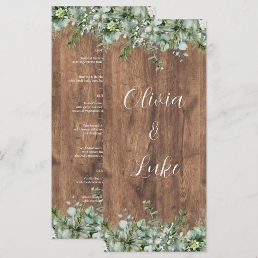 Eucalyptus Greenery Wedding Menu Card | Rustic Menükarte (Vorne/Hinten)