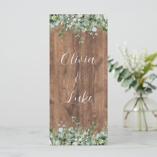 Eucalyptus Greenery Wedding Menu Card | Rustic Menükarte (Stehend Vorderseite)