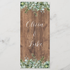 Eucalyptus Greenery Wedding Menu Card | Rustic Menükarte