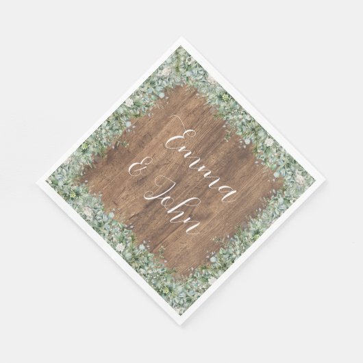 Eucalyptus Greenery Wedding Napkin | Rustic Serviette (Ecke)