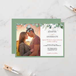 Eucalyptus Greenery Wedding Photo Einladung