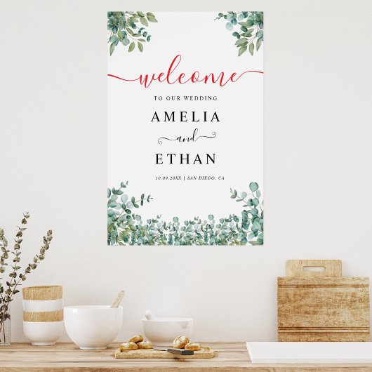 eucalyptus greenery wedding  poster (Küche)