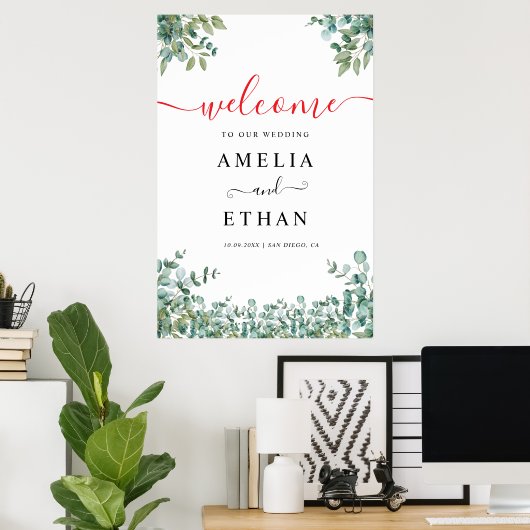 eucalyptus greenery wedding poster (Heimbüro)