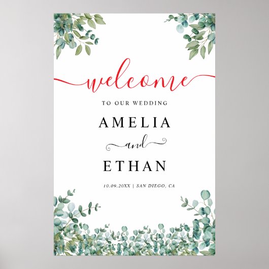 eucalyptus greenery wedding  poster (Vorne)