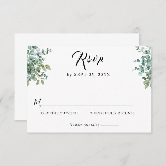 eucalyptus greenery wedding RSVP karte (Vorne/Hinten)