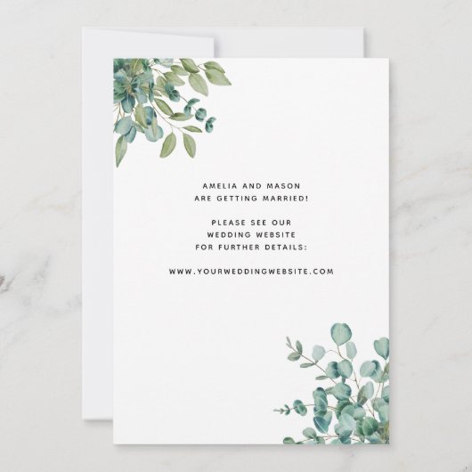 eucalyptus greenery wedding save the date (Rückseite)