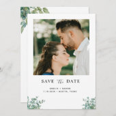 eucalyptus greenery wedding save the date (Vorne/Hinten)