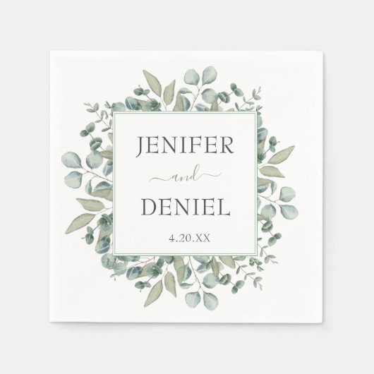Eucalyptus Greenery Wedding Serviette (Vorderseite)