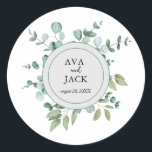 eucalyptus greenery wedding Sticker<br><div class="desc">A eucalyptus wedding features soft greenery,  natural textures,  and a fresh,  elegant feel. With eucalyptus leaves in the florals and décor,  it creates a calm,  romantic atmosphere perfect for nature-loving couples.</div>