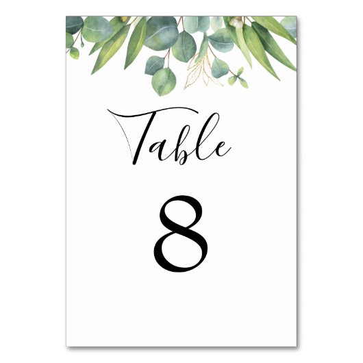 Eucalyptus Greenery Wedding Table Number Tischnummer (Vorderseite)