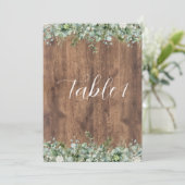 Eucalyptus Greenery Wedding Table Numbers | Rustic Einladung (Stehend Vorderseite)