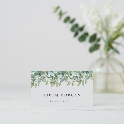 eucalyptus greenery wedding visitenkarte (Stehend Vorderseite)