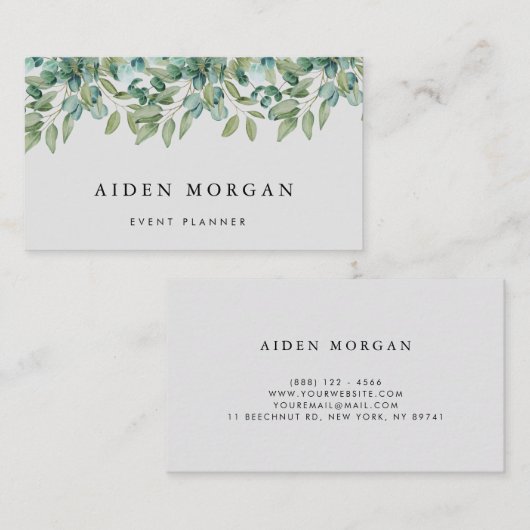eucalyptus greenery wedding visitenkarte (Vorne/Hinten)