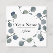 Eucalyptus Grüne Botanische Wasserfarbe Quadratische Visitenkarte (Vorderseite)