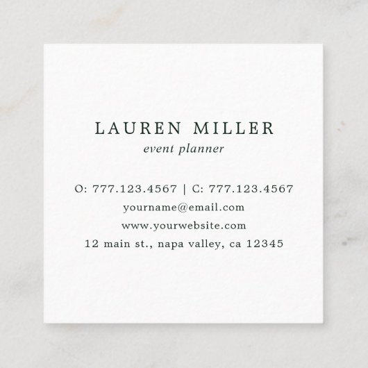 Eucalyptus - Grüne Weinroute Quadratische Visitenkarte (Rückseite)