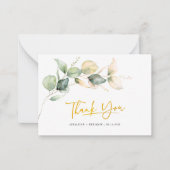Eucalyptus Hand-Lettered Wedding Thank You Mini Mitteilungskarte (Vorderseite)