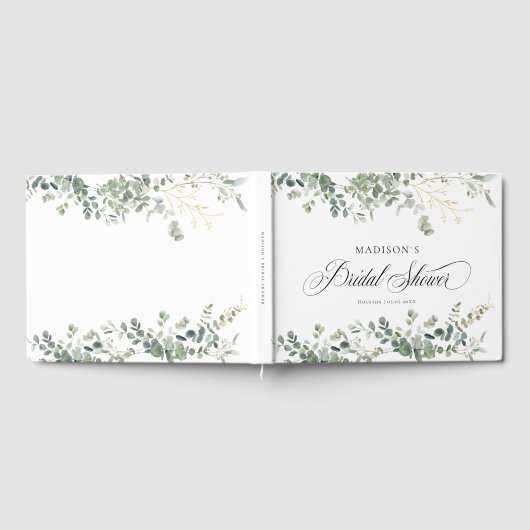 Eucalyptus Handwriting Script-Brautparty Gästebuch (Voll)