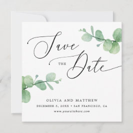 Eucalyptus-Hochzeit | Elegante Grünpflanzen-Garten Save The Date