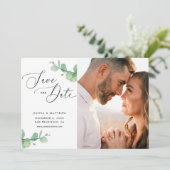 Eucalyptus-Hochzeit | Wasserfarben-Botanisches Fot Save The Date (Stehend Vorderseite)