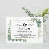 Eucalyptus Hochzeitliches Abendessen Probe Einladu Einladung (Stehend Vorderseite)