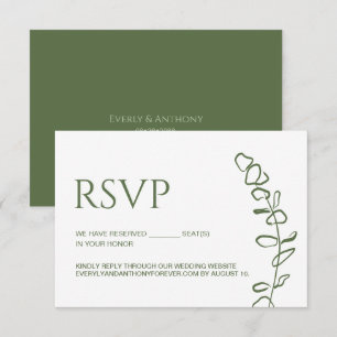 Eucalyptus Hochzeits Chic Reservierte Sitzplätze S RSVP Karte