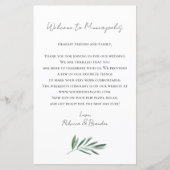 Eucalyptus-Hochzeits-Willkommensbeutel-Brief (Vorderseite)