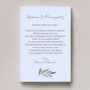Eucalyptus-Hochzeits-Willkommensbeutel-Brief