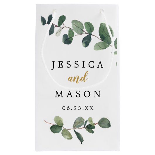 Eucalyptus Hotel Wedding Gift Bag Kleine Geschenktüte (Rückseite)
