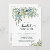 Eucalyptus Hübsch Script Bridal Dusche Einladung (Vorne/Hinten)