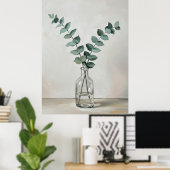 Eucalyptus in Glass Vase a Minimal Botanical Wall  Poster (Heimbüro)