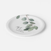Eucalyptus Individuelle Name Baby Showroom Pappteller (Schrägansicht)