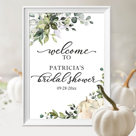Eucalyptus-Kürbis-Herbst-Brautabschiedsgruß-Willko Poster