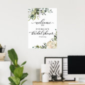 Eucalyptus-Kürbis-Herbst-Brautabschiedsgruß-Willko Poster (Heimbüro)