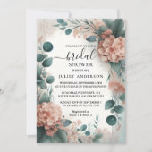 Eucalyptus Lace Tulle Dusty Blue Brautparty Einladung (Vorderseite)