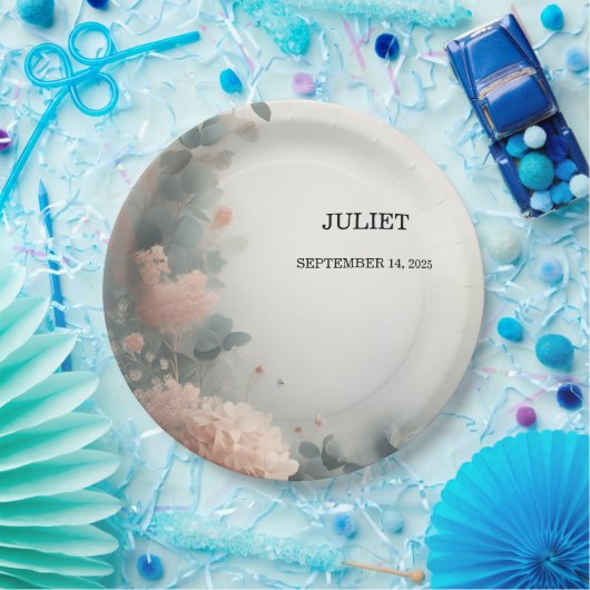 Eucalyptus Lace Tulle Dusty Blue Brautparty Pappteller (Party)