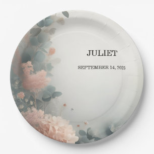 Eucalyptus Lace Tulle Dusty Blue Brautparty Pappteller