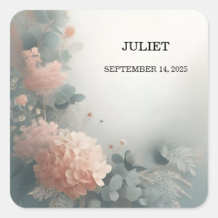 Eucalyptus Lace Tulle Dusty Blue Brautparty Quadratischer Aufkleber