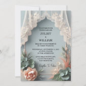 Eucalyptus Lace Tulle Pastel Dusty Blue Wedding Einladung (Vorderseite)