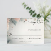 Eucalyptus Lace Tulle Pastel Dusty Blue Wedding RSVP Karte (Stehend Vorderseite)