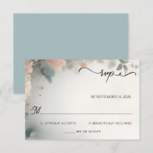 Eucalyptus Lace Tulle Pastel Dusty Blue Wedding RSVP Karte (Vorne/Hinten)