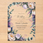 Eucalyptus, Lavender & Champagne Blush Wedding Acryleinladungen (Vorderseite)