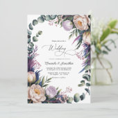 Eucalyptus, Lavender & Champagne Blush Wedding Einladung (Stehend Vorderseite)