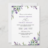 Eucalyptus Lavender Elegant Budget QR Code Wedding Einladung (Vorderseite)